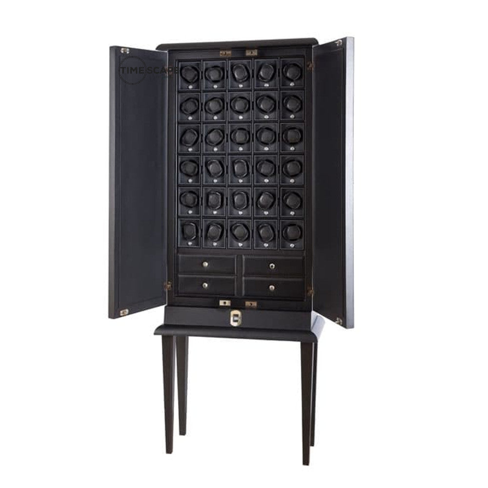 Underwood (London) - 30-Unit Biometric Cabinet in Black Leather