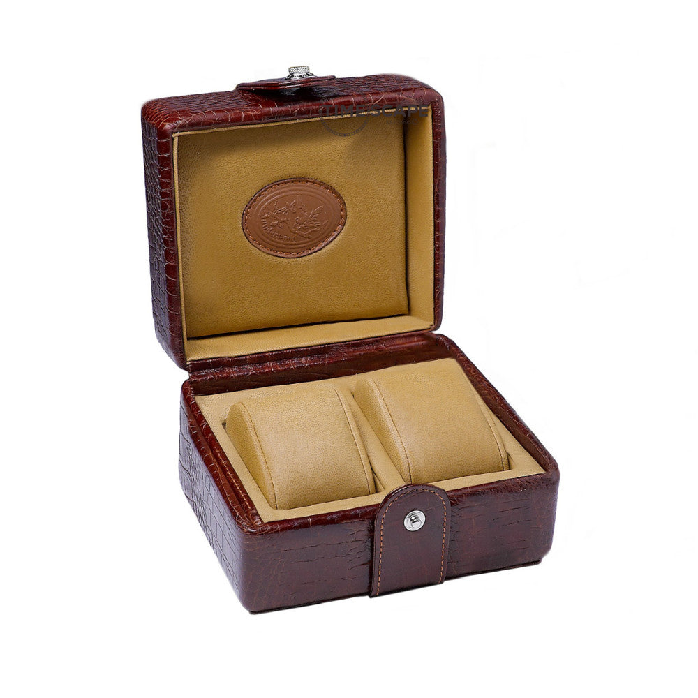 Underwood (London) - 2-Unit Watch Storage Case in Brown Croco