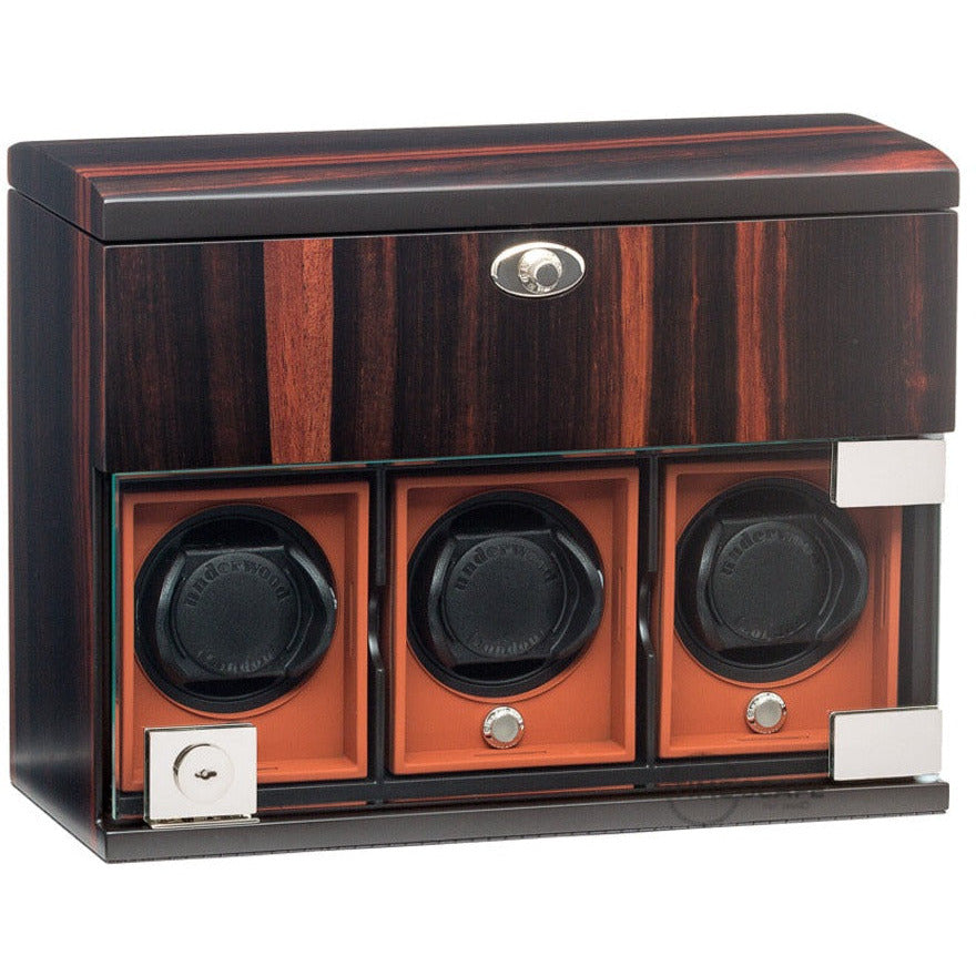 Underwood (London) - 3-Unit Classic Watch Winder w Storage in Macassar Wood