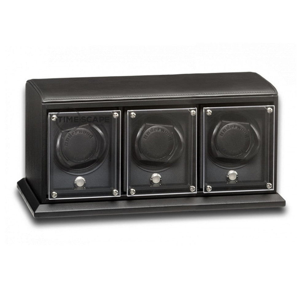 Underwood (London) - 3-Unit EVO Watch Winder in Black Leather