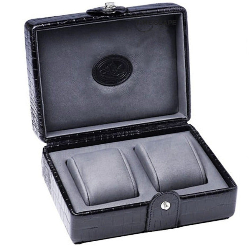 Underwood (London) - 2-Unit Watch Storage Case in Black Croco - Watchwindersplus