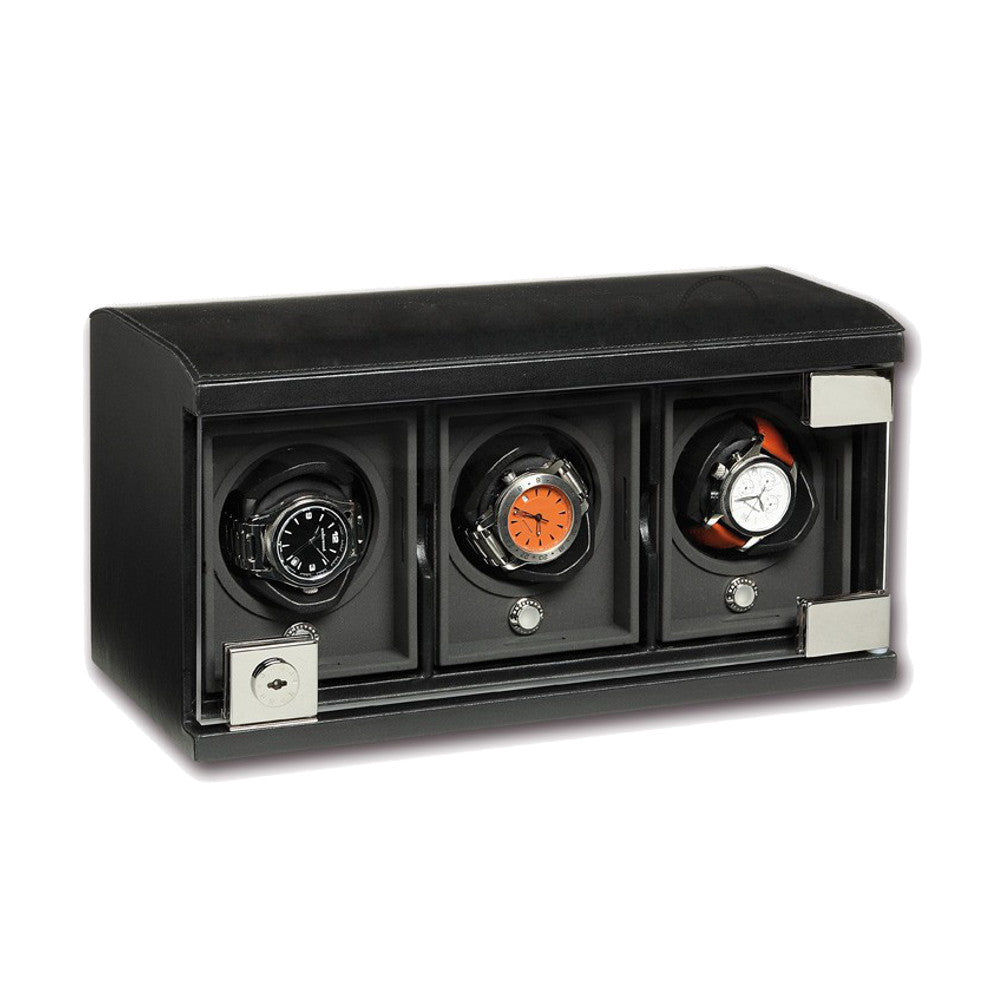 Underwood (London) - 3-Unit Classic Watch Winder in Black Leather