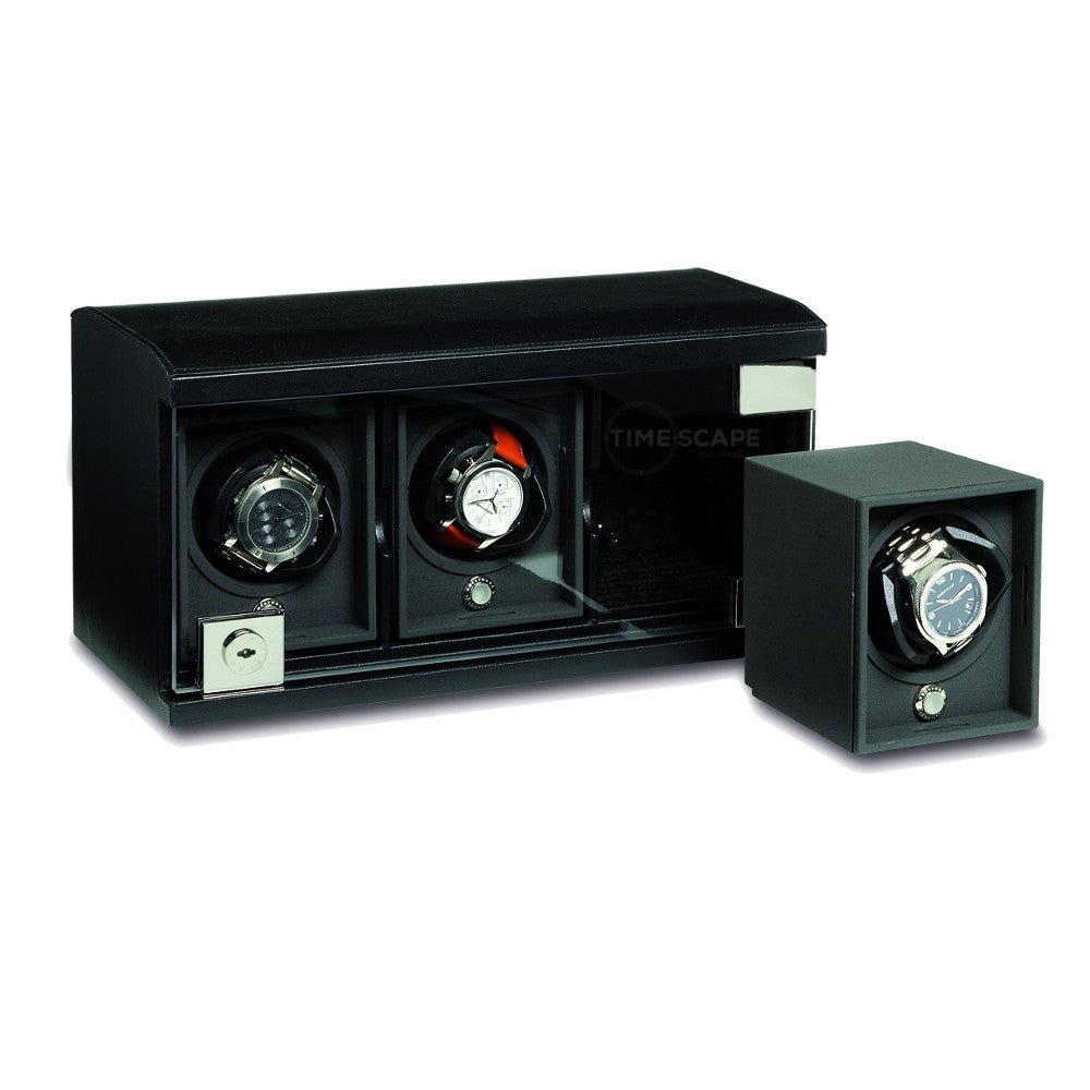 Underwood (London) - 3-Unit Classic Watch Winder in Black Leather