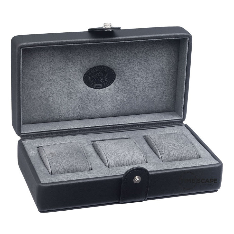 Underwood (London) - 3-Unit Watch Storage Case in Black Leather - Watchwindersplus