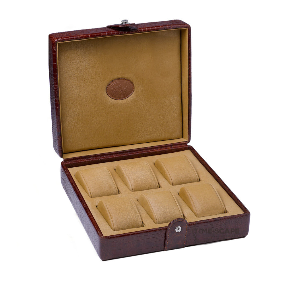 Underwood (London) - 6-Unit Watch Storage Case in Brown Croco - Watchwindersplus