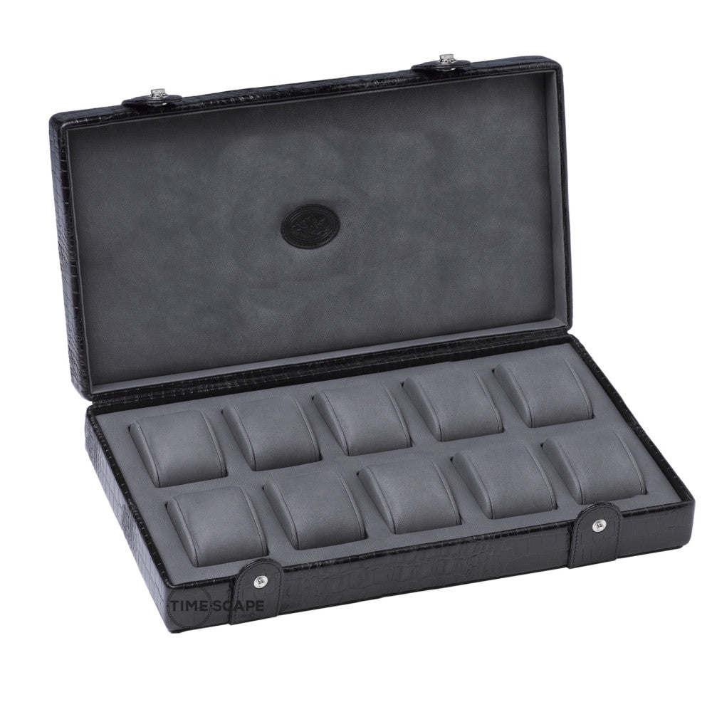 Underwood (London) - 10-Unit Watch Storage Case in Black Croco - Watchwindersplus