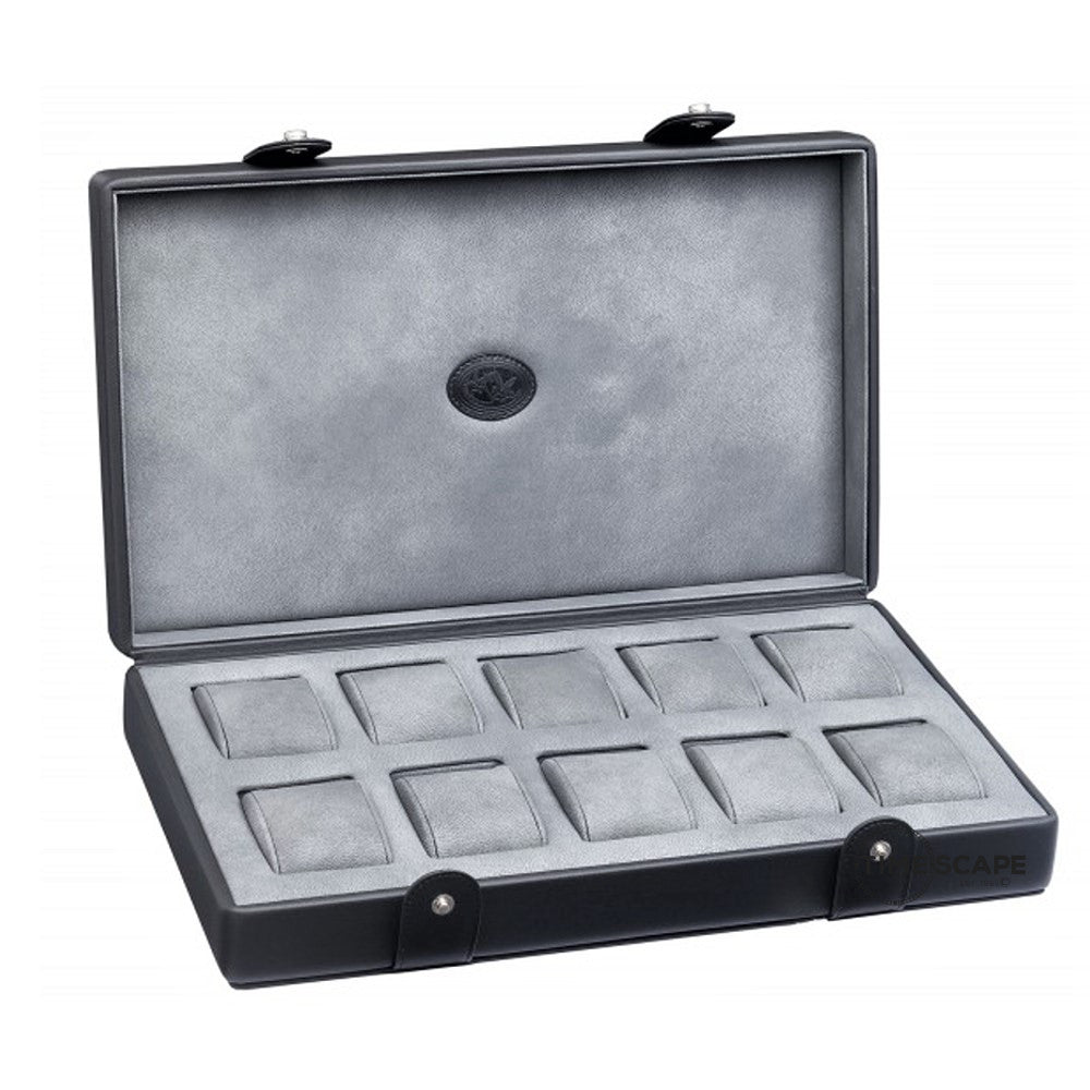 Underwood (London) - 10-Unit Watch Storage Case in Black Leather - Watchwindersplus