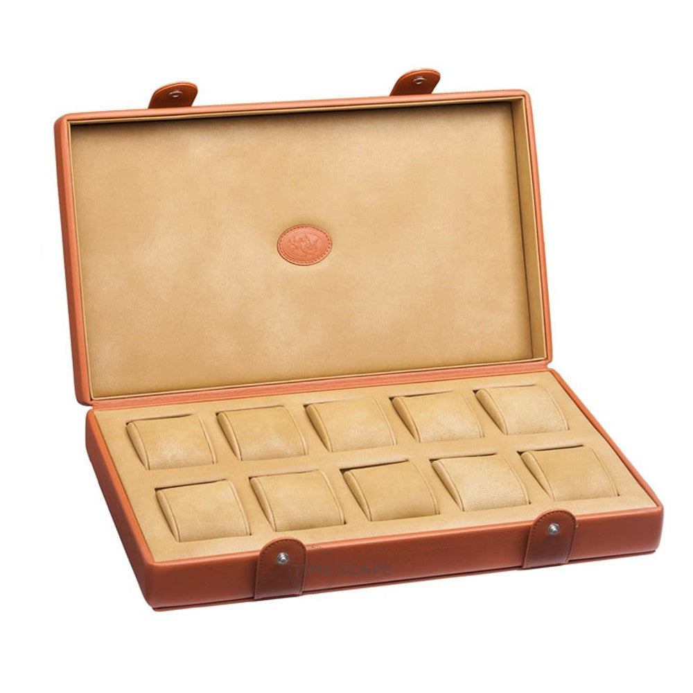 Underwood (London) - 10-Unit Watch Storage Case in Tan Leather - Watchwindersplus