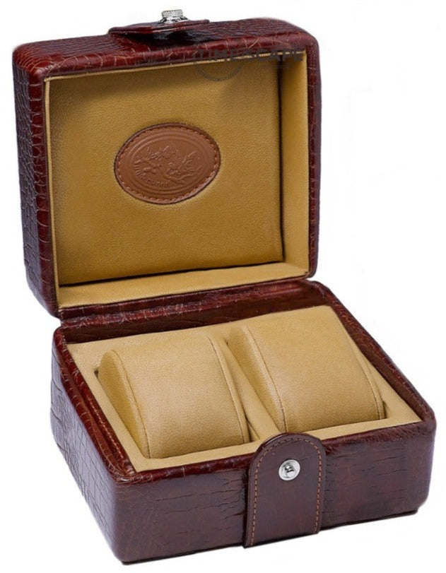 Underwood (London) - 2-Unit Watch Storage Case in Brown Croco - Watchwindersplus