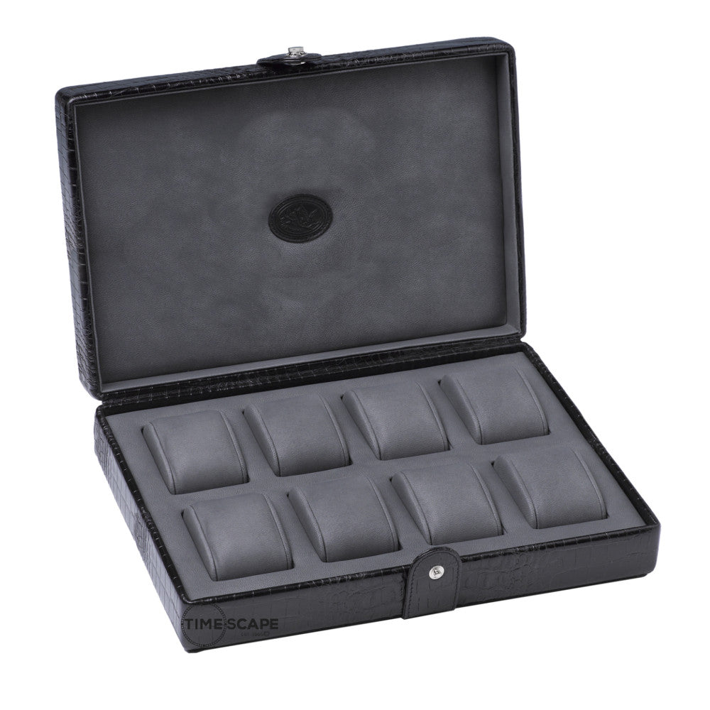 Underwood (London) - 8-Unit Watch Storage Case in Black Croco - Watchwindersplus