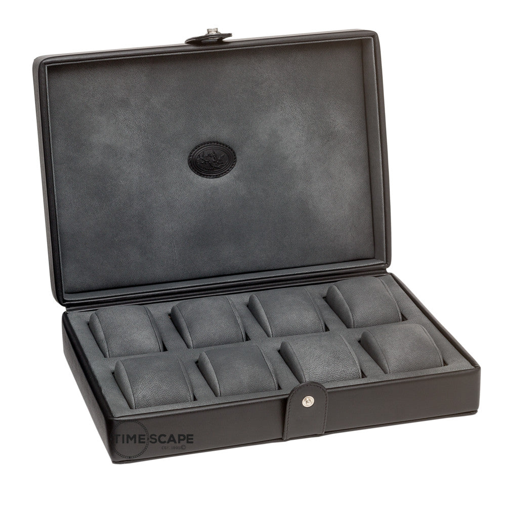 Underwood (London) - 8-Unit Watch Storage Case in Black Leather - Watchwindersplus