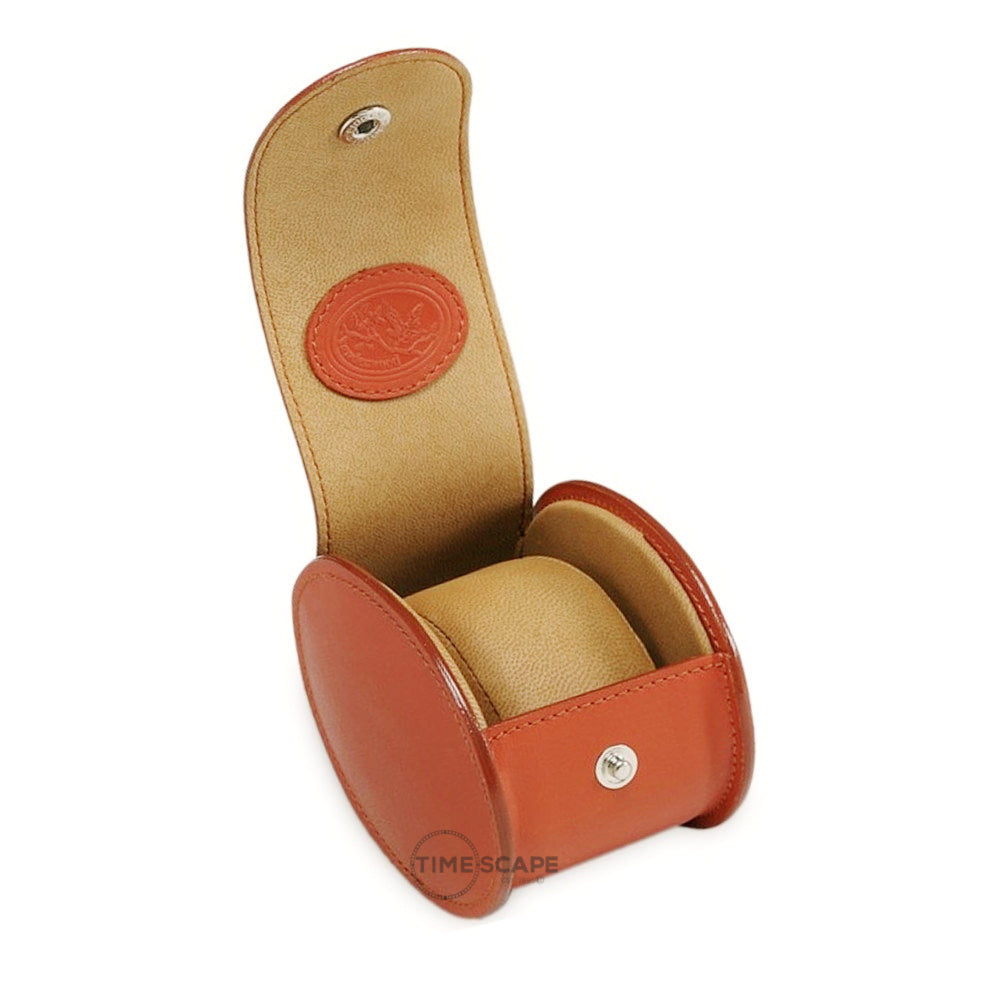 Underwood (London) - Single Round Watch Storage Case in Tan Leather - Watchwindersplus