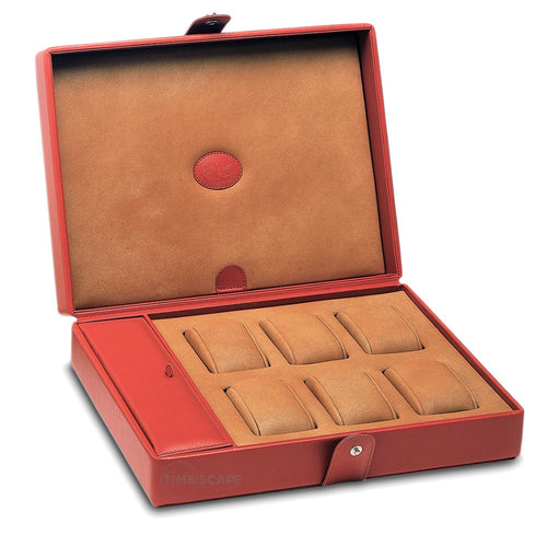 Underwood London 6 Unit Watch Storage Case w Compartment in Tan Leather