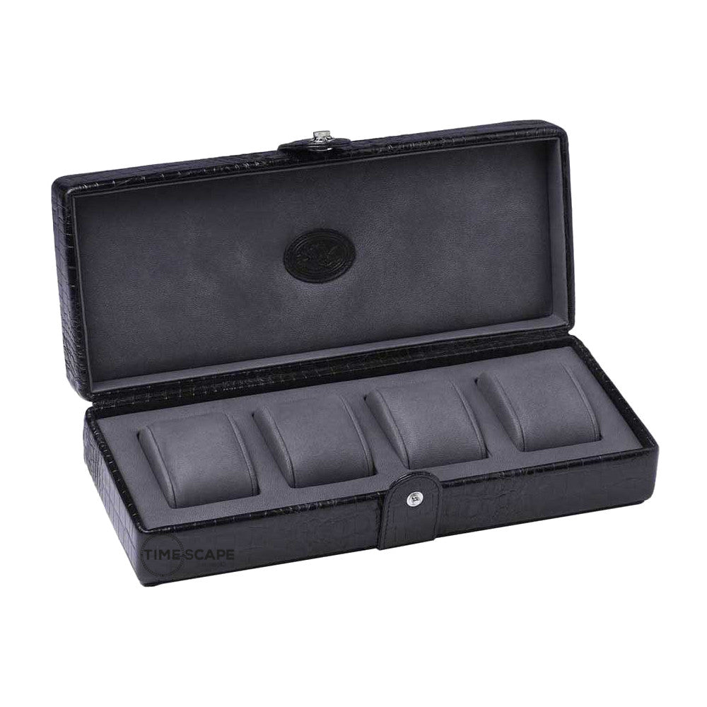 Underwood (London) - 4-Unit Watch Storage Case in Black Croco - Watchwindersplus