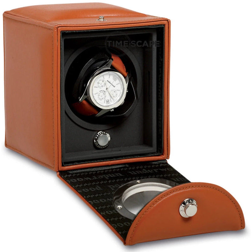 Underwood (London) - Single Classic Porthole Watch Winder in Tan Leather - Watchwindersplus