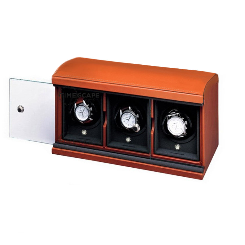 Underwood (London) - 3-Unit Classic Watch Winder in Tan Leather - Watchwindersplus