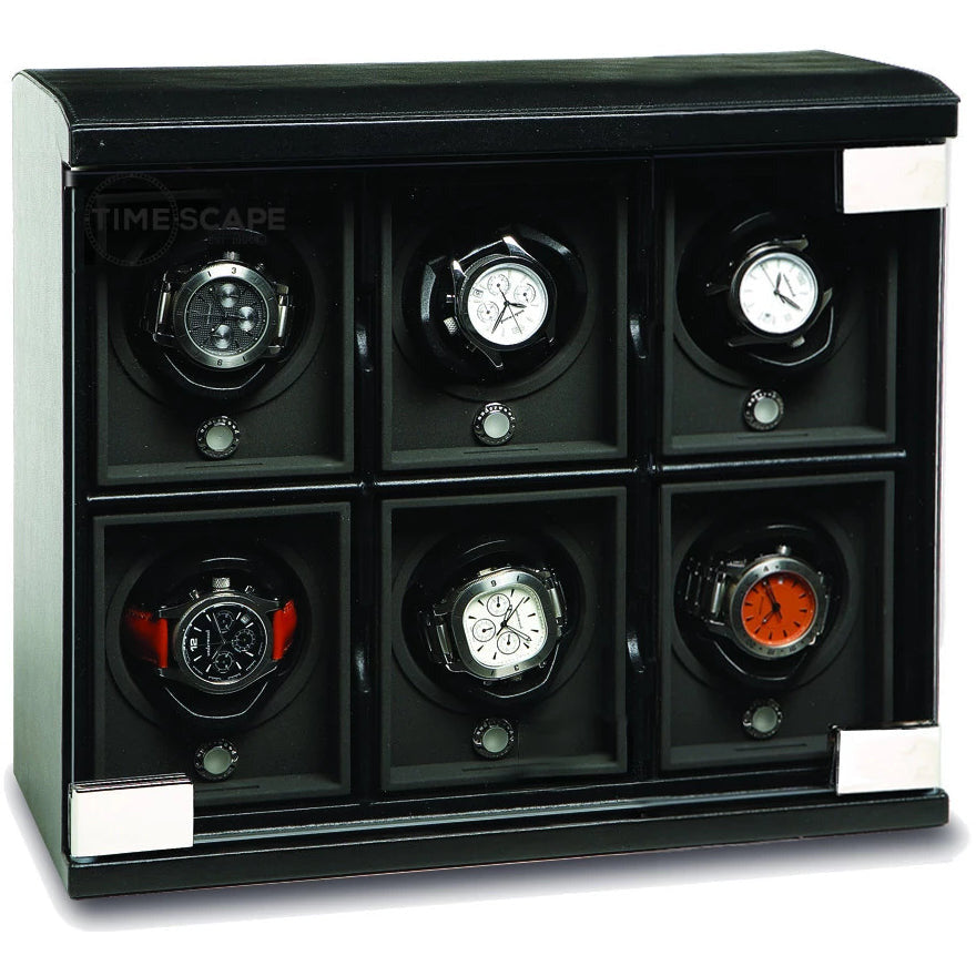 Underwood (London) - 6-Unit Classic Watch Winder in Black Leather - Watchwindersplus