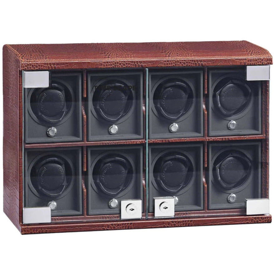 Underwood (London) - 8-Unit Classic Watch Winder in Brown Croco - Watchwindersplus