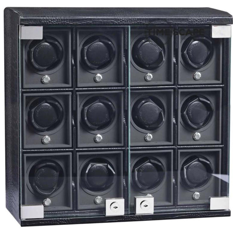 Underwood (London) - 12-Unit Classic Watch Winder in Black Croco - Watchwindersplus