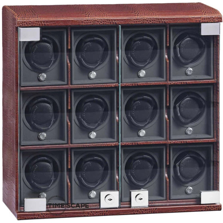 Underwood (London) - 12-Unit Classic Watch Winder in Brown Croco - Watchwindersplus