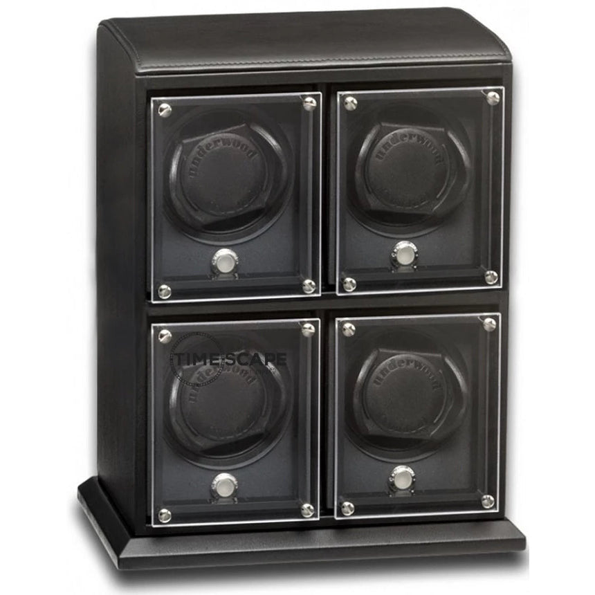 Underwood (London) - 4-Unit EVO Watch Winder in Black Leather - Watchwindersplus