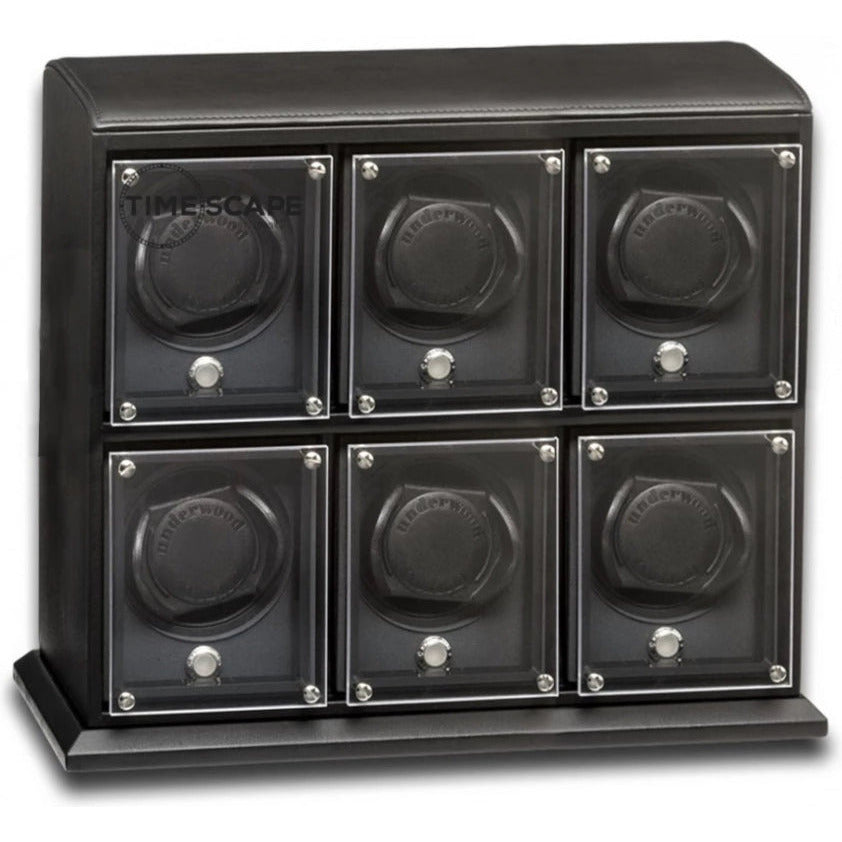 Underwood (London) - 6-Unit EVO Watch Winder in Black Leather - Watchwindersplus