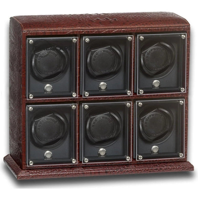 Underwood (London) - 6-Unit EVO Watch Winder in Brown Croco - Watchwindersplus