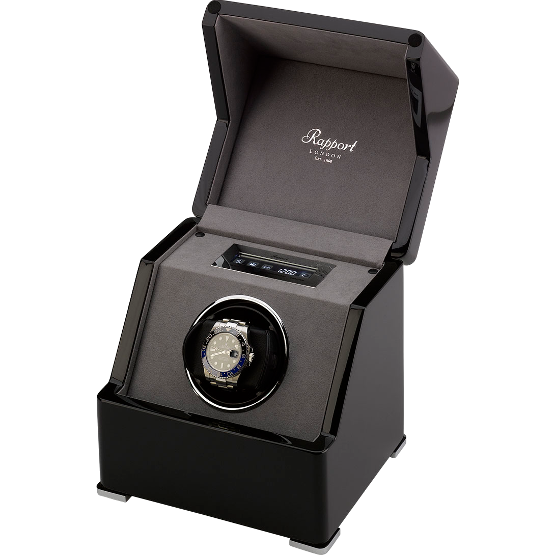 Rapport Perpetua Touch Screen Watch Winder Single in Ebony W571 - Watchwindersplus