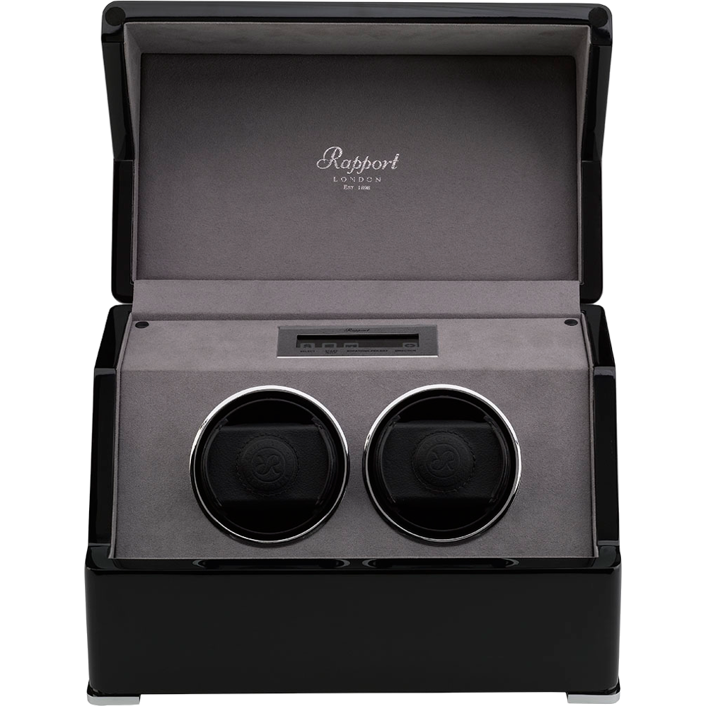Rapport Perpetua Double Watch Winder in Ebony W572 Watchwindersplus
