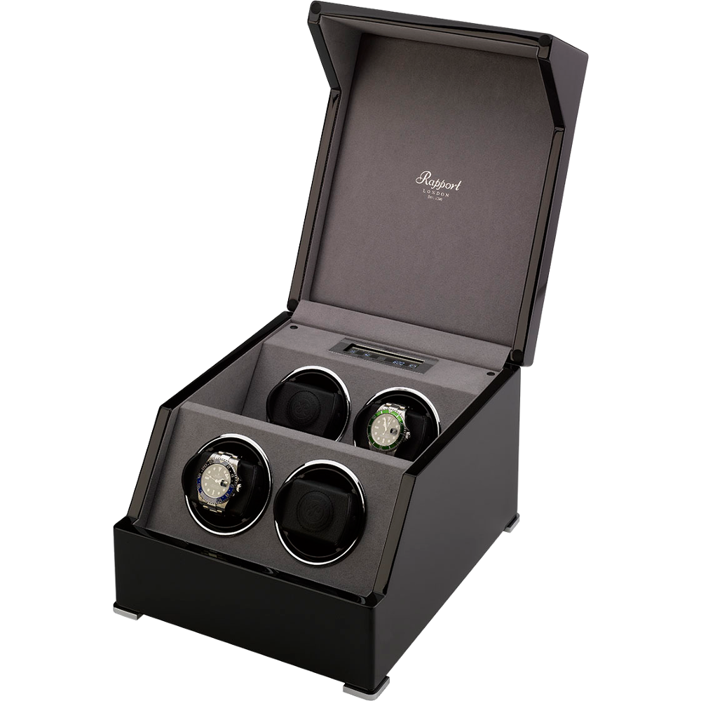 Rapport Perpetua Touch Screen Watch Winder Quad in Ebony W574 - Watchwindersplus