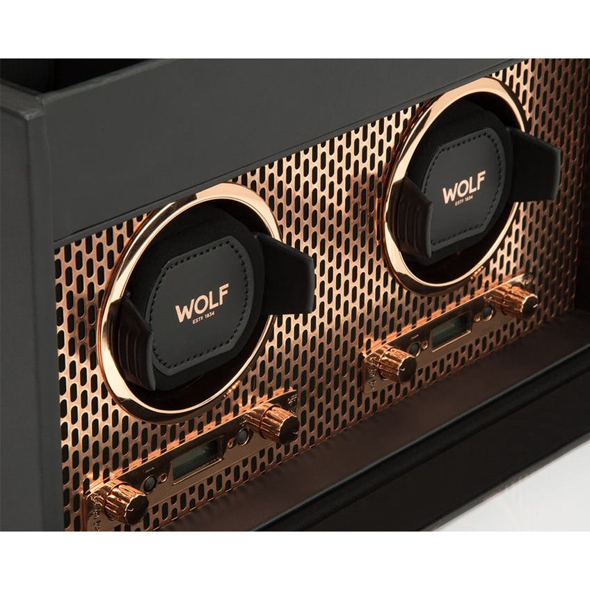 Wolf - Axis Double Watch Winder with Storage | 469316 - Watchwindersplus