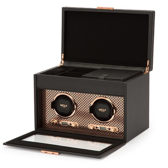 Wolf - Axis Double Watch Winder with Storage | 469316 - Watchwindersplus