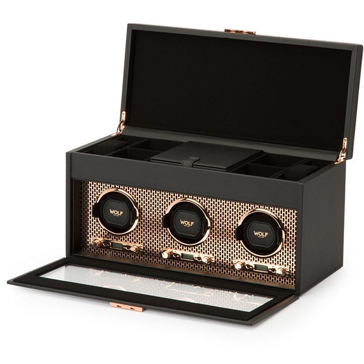 Wolf - Axis Triple Watch Winder with Storage | 469416 - Watchwindersplus