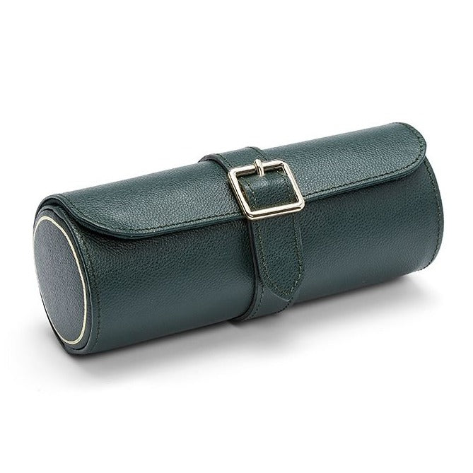 Wolf - British Racing Green Triple Watch Roll | 792941 - Watchwindersplus