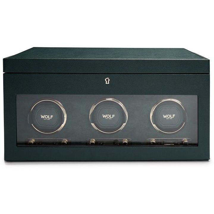 Wolf - British Racing Green Triple Watch Winder | 792341 - Watchwindersplus