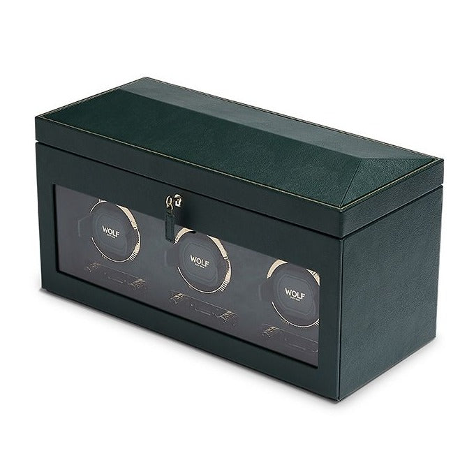 Wolf - British Racing Green Triple Watch Winder | 792341 - Watchwindersplus