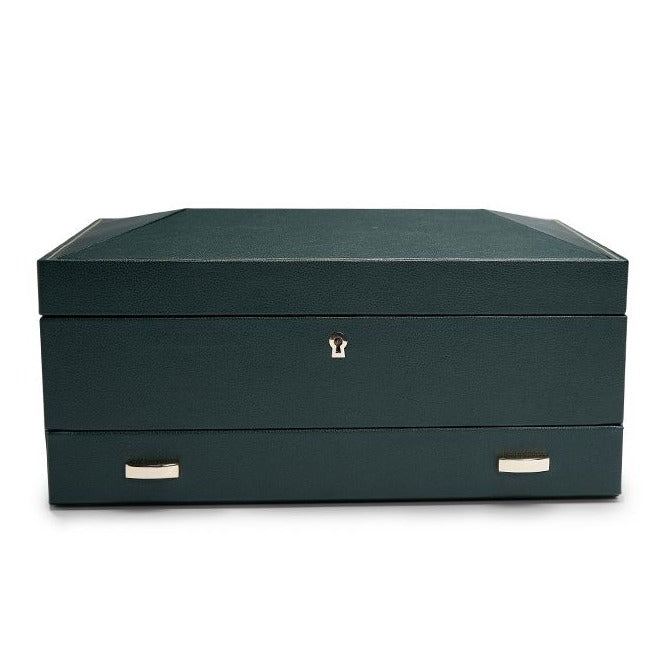 Wolf - British Racing Green 10-Unit Watch Box with storage | 792841 - Watchwindersplus