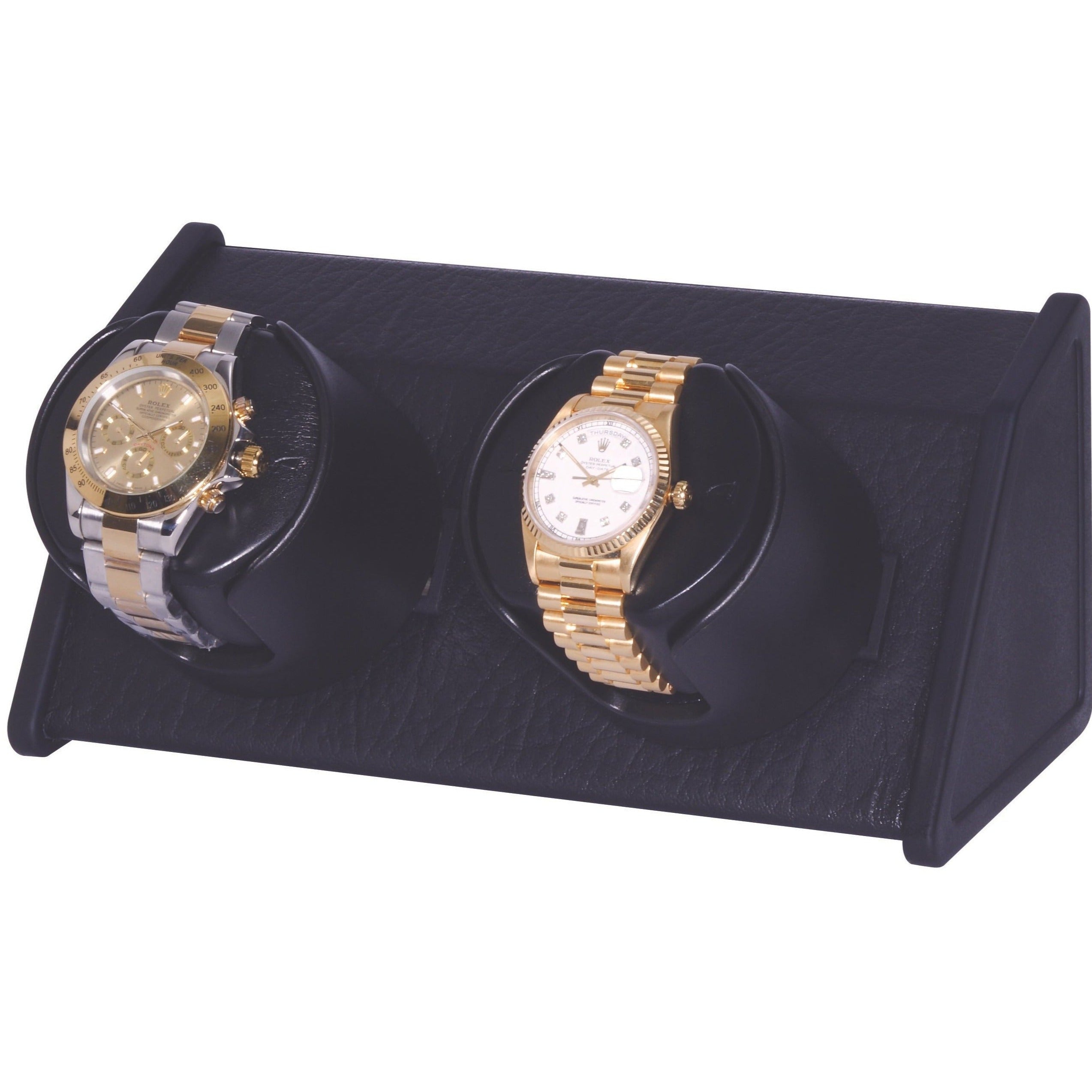 Orbita Sparta 2-Unit Watch Winder in Black Leatherette - Watchwindersplus